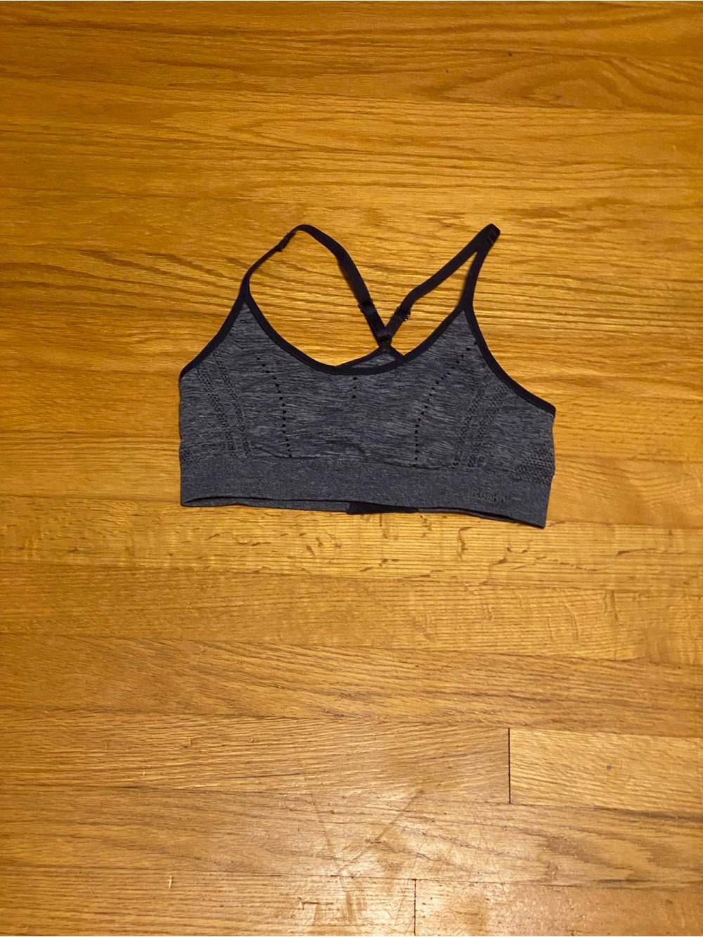 Reebok Charcoal Gray Seamless Sports Bralette with Racerback Straps